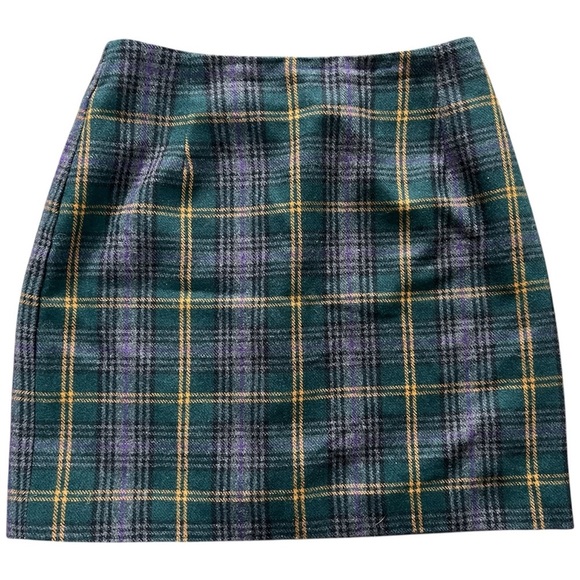 Plaid Women's Wool Mini Skirt - Picture 1 of 4